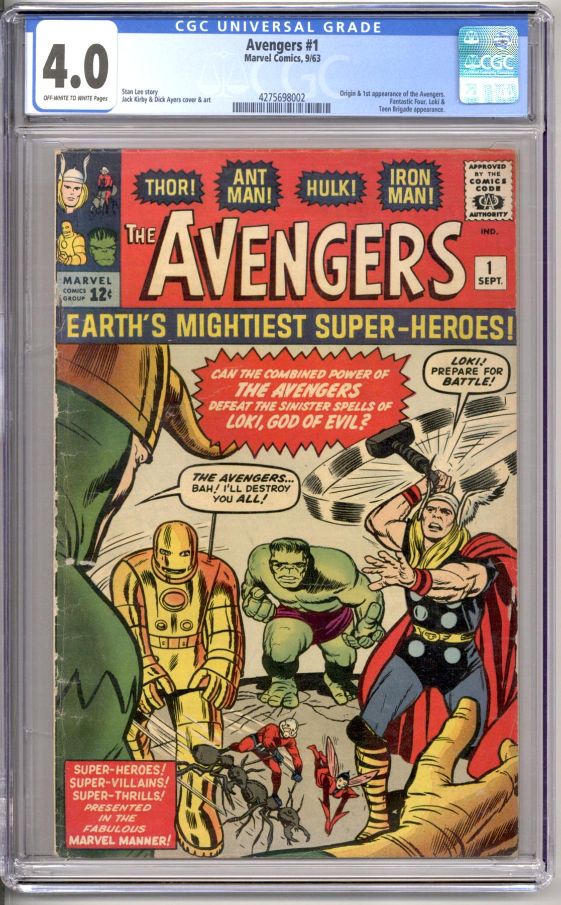 Avengers #1 CGC 4.0 (OW-W) *4275698002* Origin & 1st Appearance | DA ...