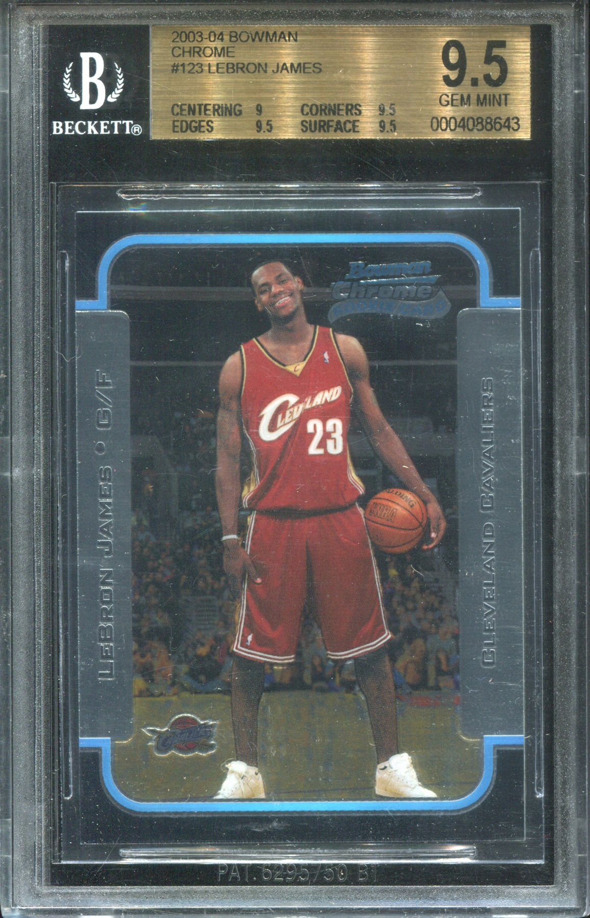 2003/04 Bowman Chrome #123 LeBron James Rookie RC Cavaliers BGS 9.5 GEM ...