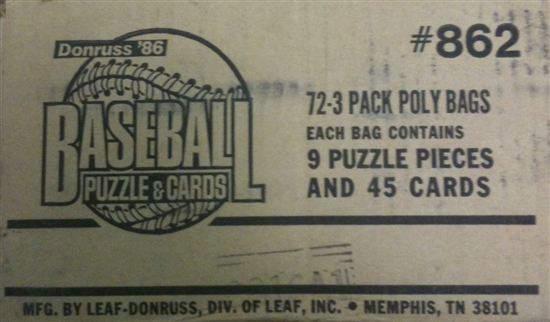 1986 Donruss Baseball Rack Pack 