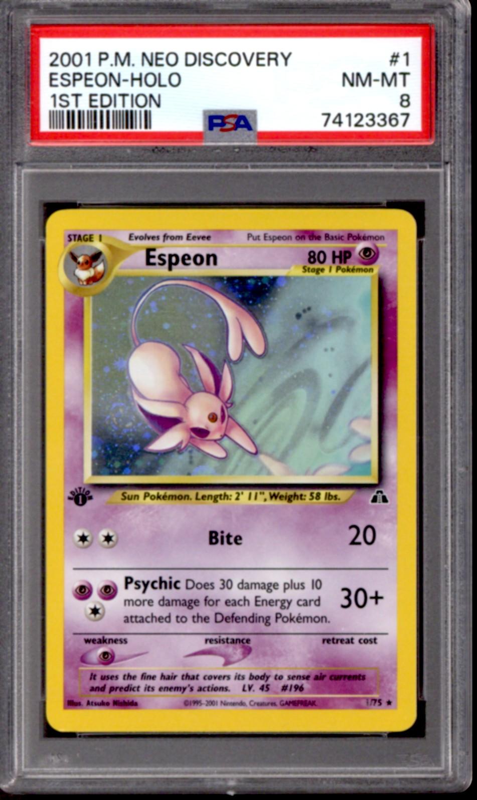 Pokemon Neo Discovery 1st Edition Espeon 1/75 PSA 8 | DA Card World