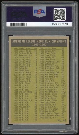 Image for 1961 Topps #44 AL Home Run Leaders PSA 6 *8273 (Reed Buy)