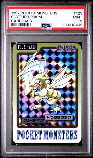Image for Pokemon 1997 Bandai CardDass Prism Holo Foil Scyther 123 PSA 9