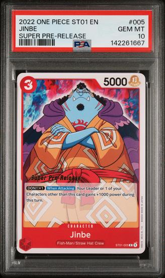 Image for 2022 One Piece Starter Deck ST01 Jinbe Super Pre-Release #005 PSA 10