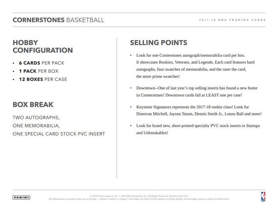 Image for 2017/18 Panini Cornerstones Basketball Hobby Box