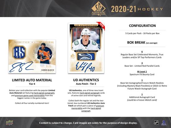 Image for 2020/21 Upper Deck SP Authentic Hockey Hobby Box