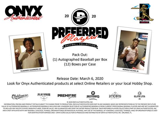 Image for 2020 Onyx Preferred Players Collection Baseball Hobby 3-Box Case (Reed Buy)