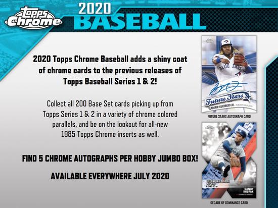 Image for 2020 Topps Chrome Baseball Hobby Jumbo Box