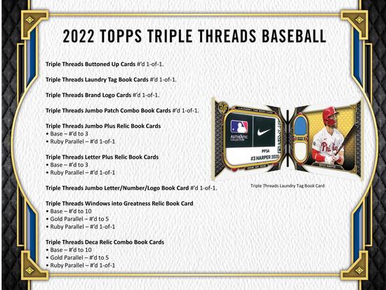 Image for 2022 Topps Triple Threads Baseball Hobby Box