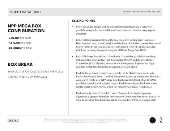 Image for 2024/25 Panini Select Basketball Mega 20-Box Case (Blue,Pink,Orange Cracked Ice!)