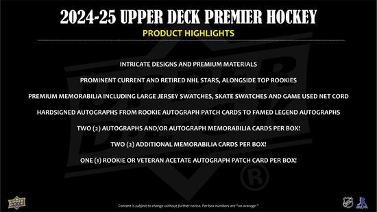 Image for 2024/25 Upper Deck Premier Hockey Hobby Box
