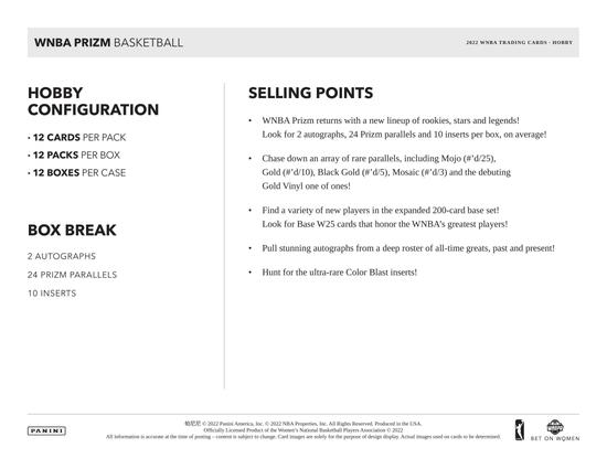 Image for 2022 Panini Prizm WNBA Basketball Hobby Box