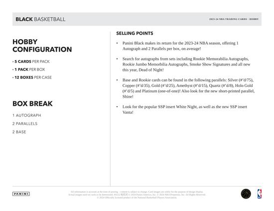Image for 2023/24 Panini Black Basketball Hobby Box