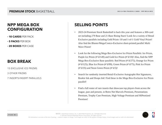 Image for 2023/24 Panini Premium Stock Basketball Mega 20-Box Case