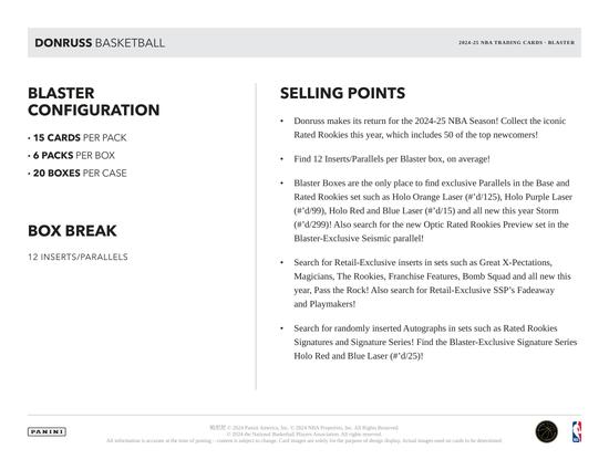 Image for 2024/25 Panini Donruss Basketball Blaster 20-Box Case