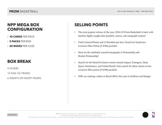 Image for 2024/25 Panini Prizm Basketball Mega 20-Box Case (Pink Ice Prizms!)