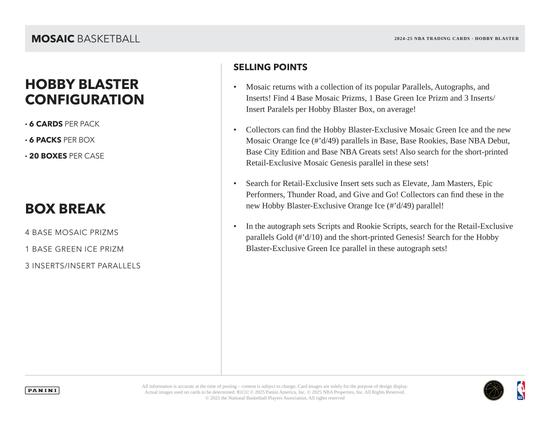 Image for 2024/25 Panini Mosaic Basketball 6-Pack Hobby Blaster 20-Box Case