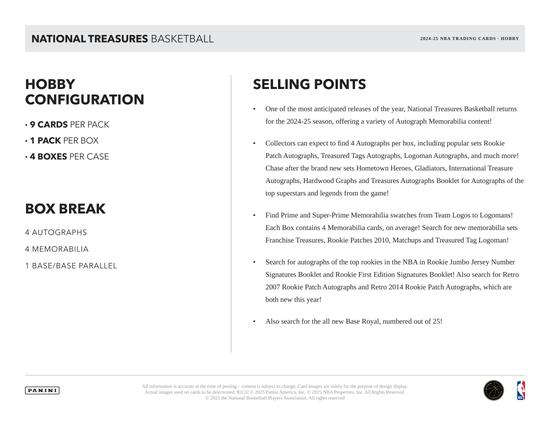 Image for 2024/25 Panini National Treasures Basketball Hobby Box