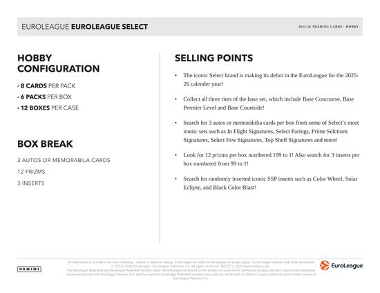 Image for 2025/26 Panini Select EuroLeague Basketball Hobby 12-Box Case