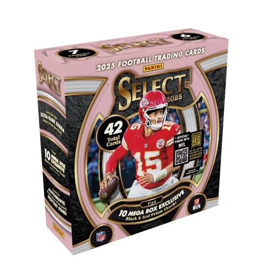 2025 PANINI SELECT FOOTBALL MEGA BOX (BLACK & RED PRIZM SHOCK