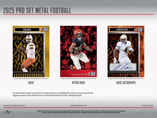 Image for 2025 Leaf Pro Set Metal Football Hobby 10-Box Case