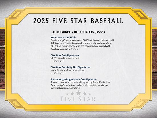 Image for 2025 Topps Five Star Baseball Hobby Box