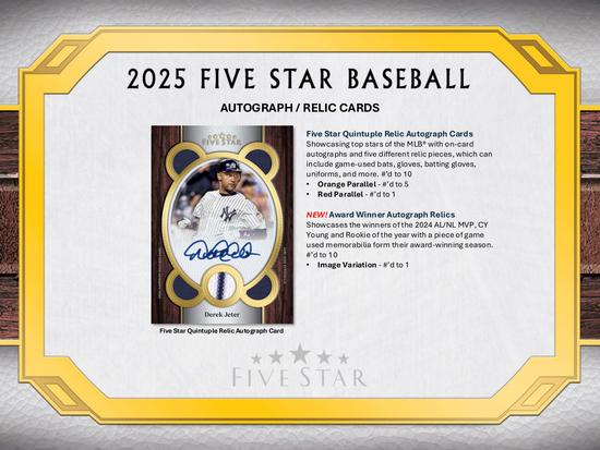 Image for 2025 Topps Five Star Baseball Hobby Box