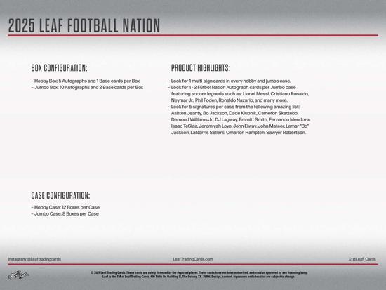 Image for 2025 Leaf Football Nation Hobby Jumbo Box
