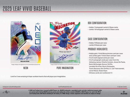Image for 2025 Leaf Vivid Baseball Hobby Box