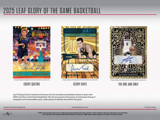 Image for 2025 Leaf Glory of the Game Basketball Hobby 10-Box Case