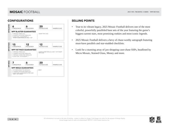 Image for 2025 Panini Mosaic Football Mega 20-Box Case (Reactive Purple Parallels!)