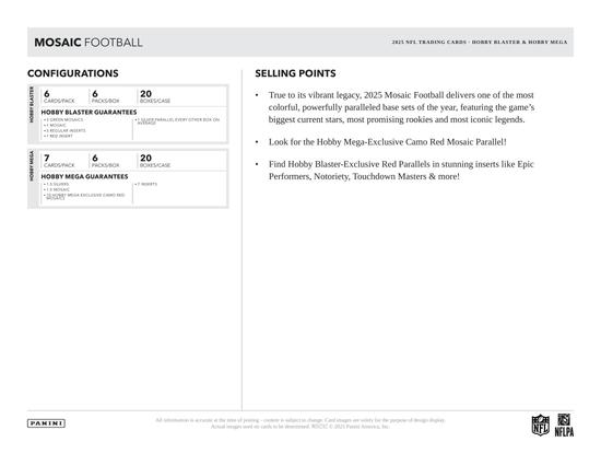 Image for 2025 Panini Mosaic Football Mega Hobby 20-Box Case (Camo Red Parallels!)