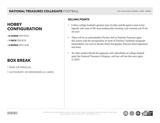 Image for 2025 Panini National Treasures Collegiate Football Hobby Box