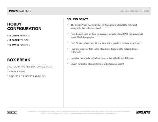 Image for 2025 Panini Prizm NASCAR Racing Hobby Box