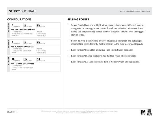 Image for 2025 Panini Select Football Mega Box (Pink Prizm Shock Parallels!)