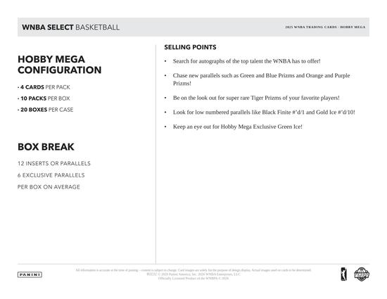 Image for 2025 Panini Select WNBA Basketball Mega Hobby 20-Box Case