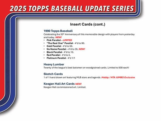 Image for 2025 Topps Update Series Baseball Hobby Jumbo Box