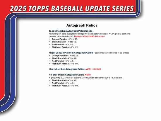 Image for 2025 Topps Update Series Baseball Hobby Jumbo Box