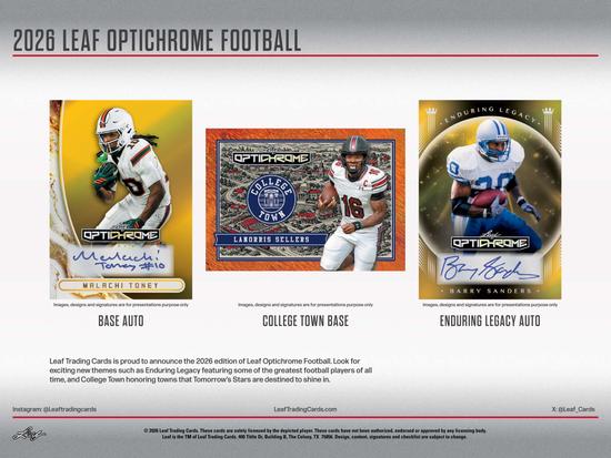 Image for 2026 Leaf Optichrome Football Hobby Jumbo 8-Box Case