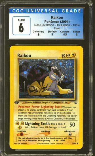 Image for Pokemon Neo Revelation 1st Edition Raikou 13/64 CGC 6 - Super Clean with a SWIRL!