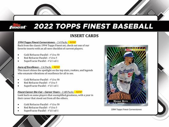 Image for 2022 Topps Finest Baseball Hobby Box