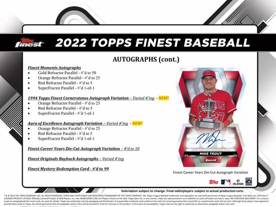 Image for 2022 Topps Finest Baseball Hobby Box