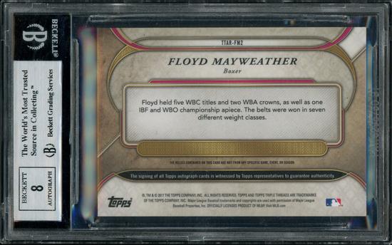 Image for 2017 Topps Triple Threads Floyd Mayweather Jr. 2-Color Patch Auto Card #TTAR-FM2 04/18 BGS 9