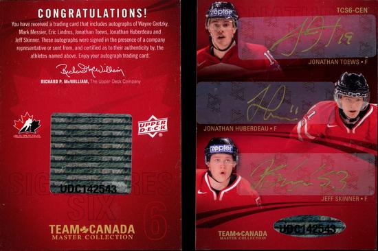 Image for 2015 Team Canada Wayne Gretzky /Messier/Lindros/Toews/Huberdeau/Skinner Auto Card #1/6