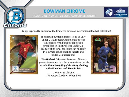 Image for 2022 Bowman Chrome Road to UEFA Under-21 European Championship Soccer Hobby 12-Box Case