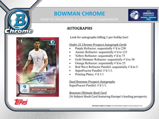 Image for 2022 Bowman Chrome Road to UEFA Under-21 European Championship Soccer Hobby 12-Box Case