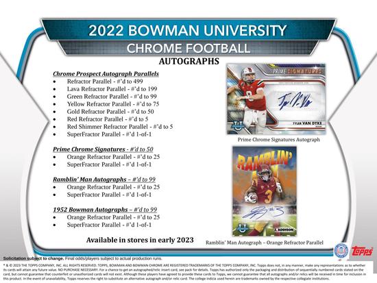 Image for 2022 Bowman Chrome University Football Blaster 40-Box Case (Pink Refractor!)