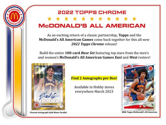Image for 2022 Topps McDonald's All American Chrome Basketball Hobby Box
