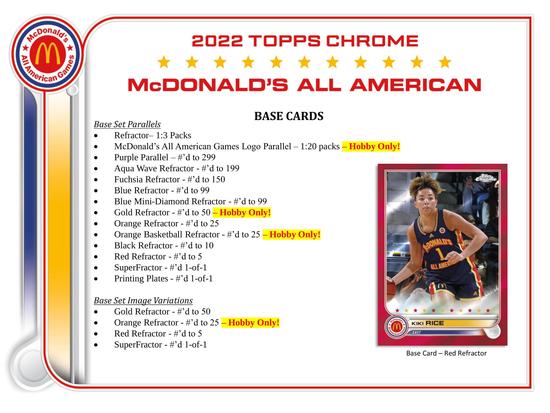 Image for 2022 Topps McDonald's All American Chrome Basketball Hobby Box
