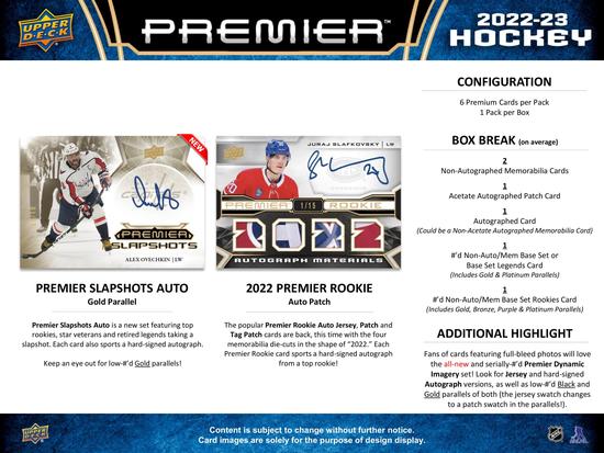 Image for 2022/23 Upper Deck Premier Hockey Hobby Box