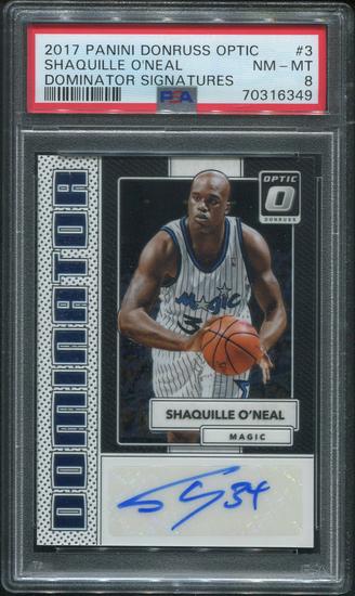Image for 2017/18 Donruss Optic Basketball #3 Shaquille O'Neal Dominators Auto #29/49 PSA 8 (NM-MT)